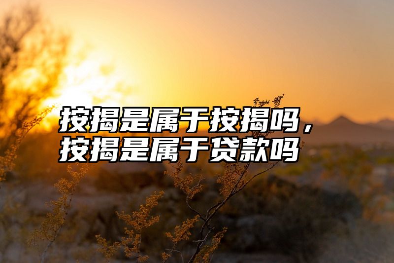 点击查看《按揭是属于按揭吗，按揭是属于贷款吗》全文