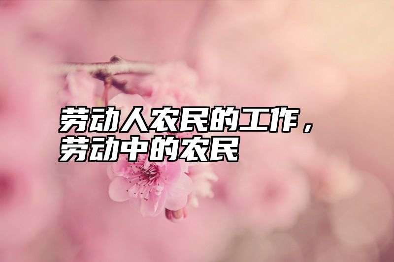 劳动人农民的工作，劳动中的农民