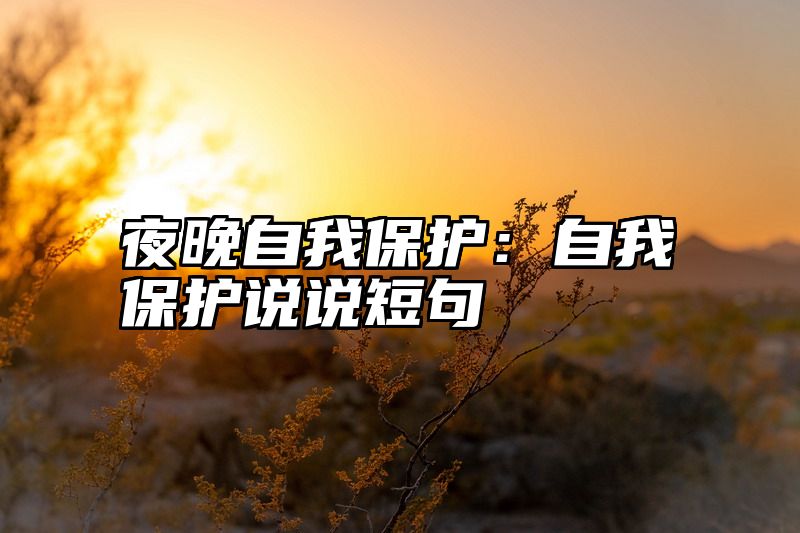 夜晚自我保护：自我保护说说短句