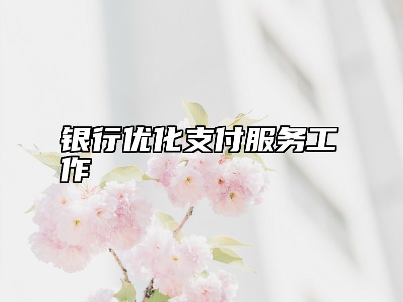 银行优化支付服务工作