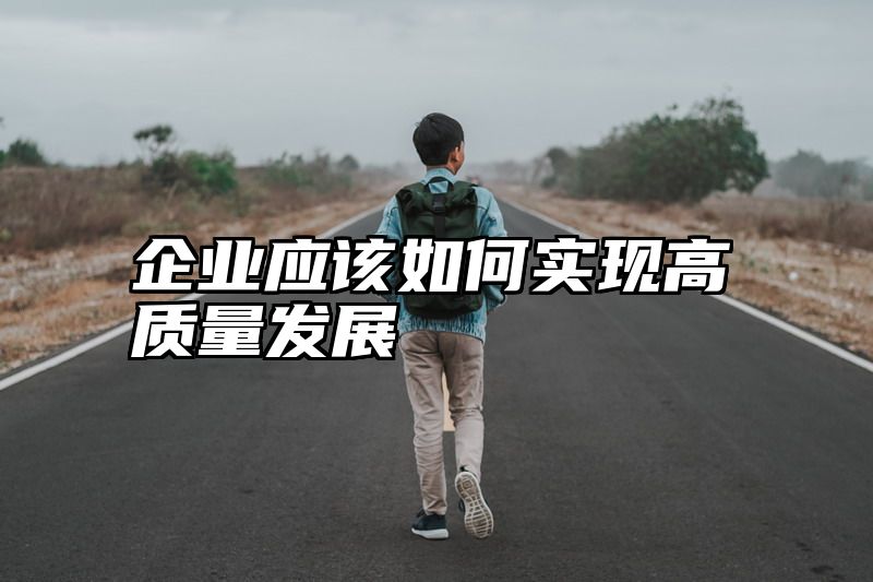 企业应该如何实现高质量发展
