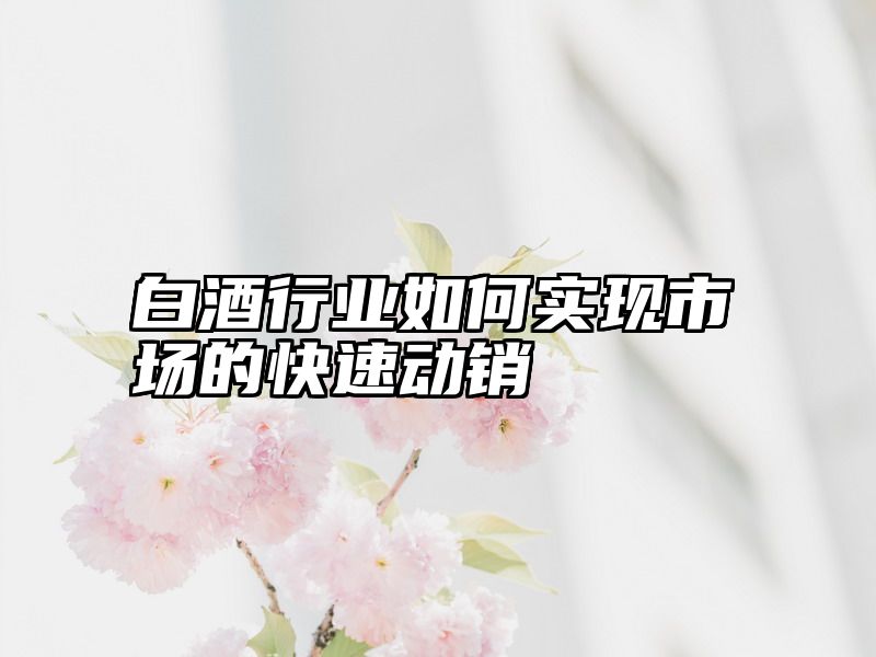白酒行业如何实现市场的快速动销