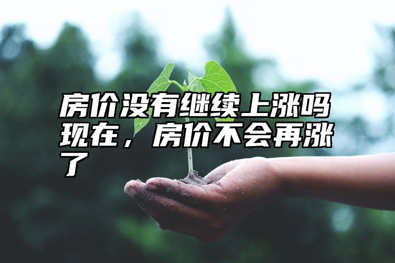 房价没有继续上涨吗现在，房价不会再涨了