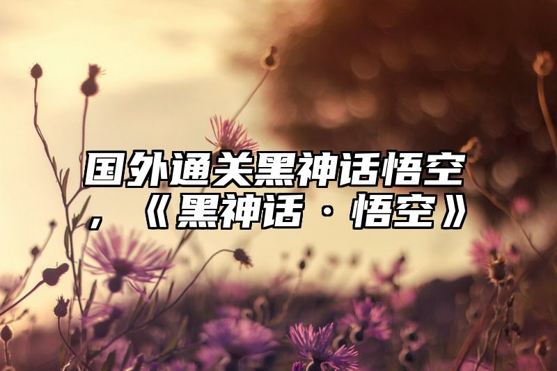 国外通关黑神话悟空，《黑神话·悟空》