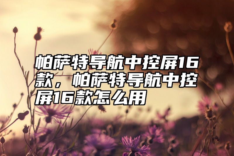 点击查看《帕萨特导航中控屏16款，帕萨特导航中控屏16款怎么用》全文