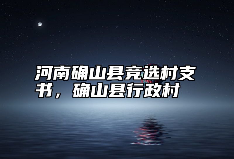 河南确山县竞选村支书，确山县行政村