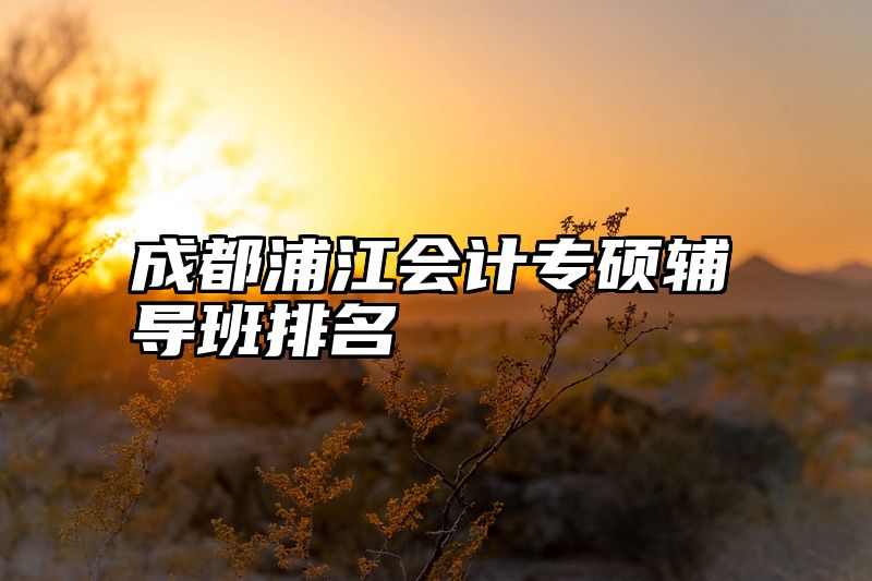 成都浦江会计专硕辅导班排名