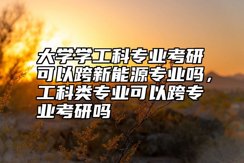 大学学工科专业考研可以跨新能源专业吗，工科类专业可以跨专业考研吗
