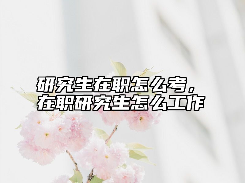 研究生在职怎么考，在职研究生怎么工作