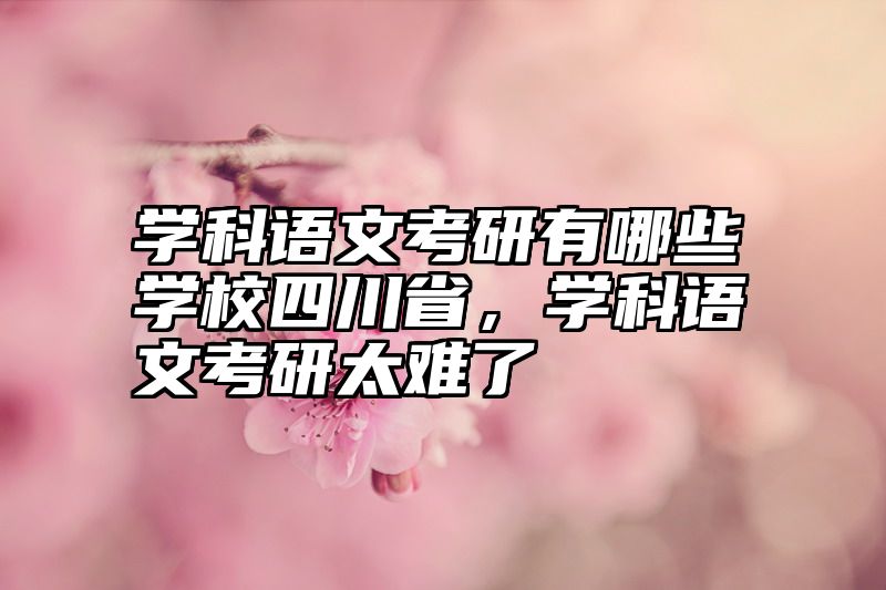 学科语文考研有哪些学校四川省，学科语文考研太难了