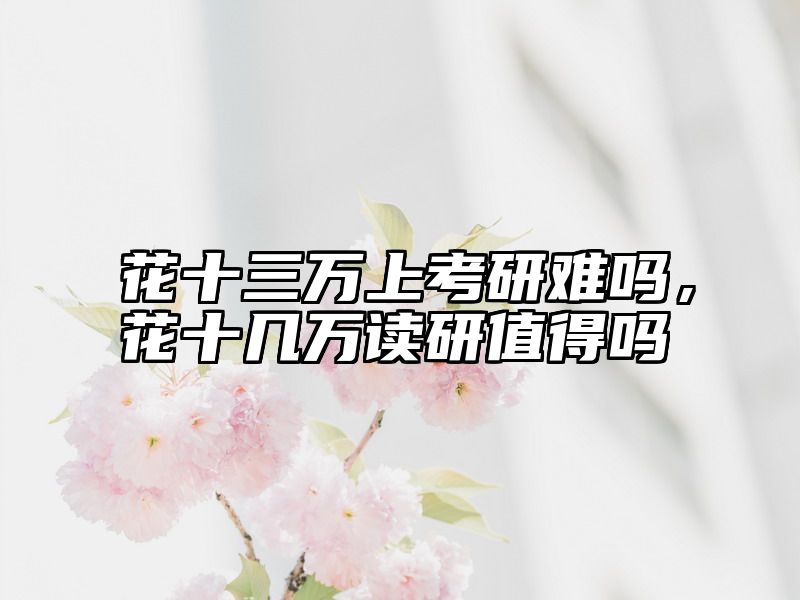 花十三万上考研难吗，花十几万读研值得吗