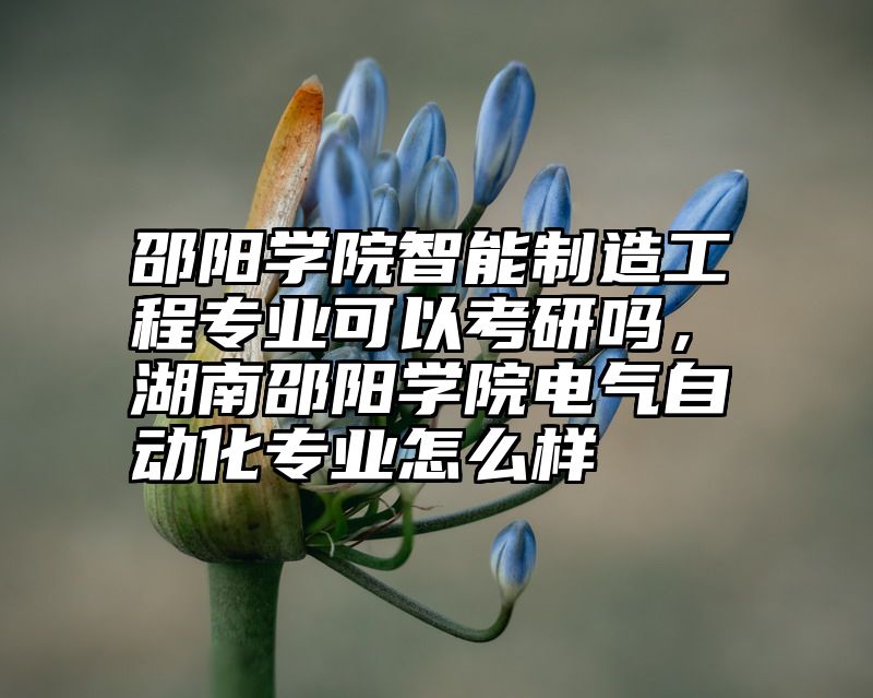 邵阳学院智能制造工程专业可以考研吗，湖南邵阳学院电气自动化专业怎么样