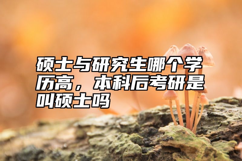 硕士与研究生哪个学历高，本科后考研是叫硕士吗