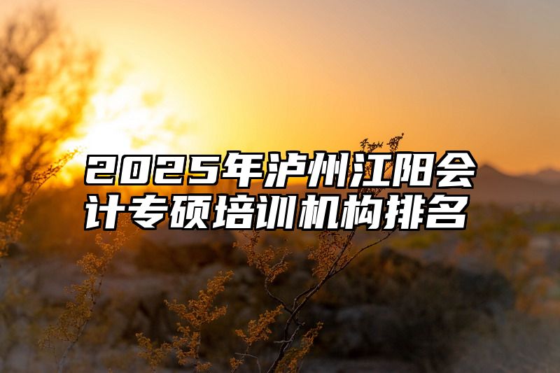 2025年泸州江阳会计专硕培训机构排名