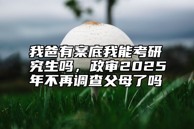我爸有案底我能考研究生吗，政审2025年不再调查父母了吗