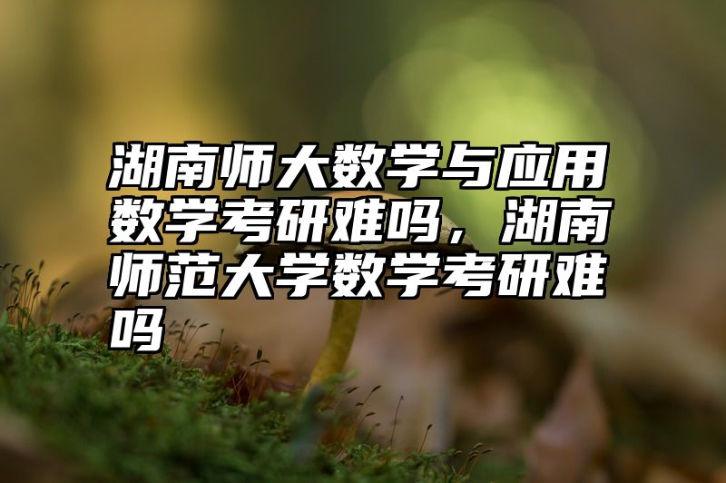 湖南师大数学与应用数学考研难吗,湖南师范大学数学考研难吗