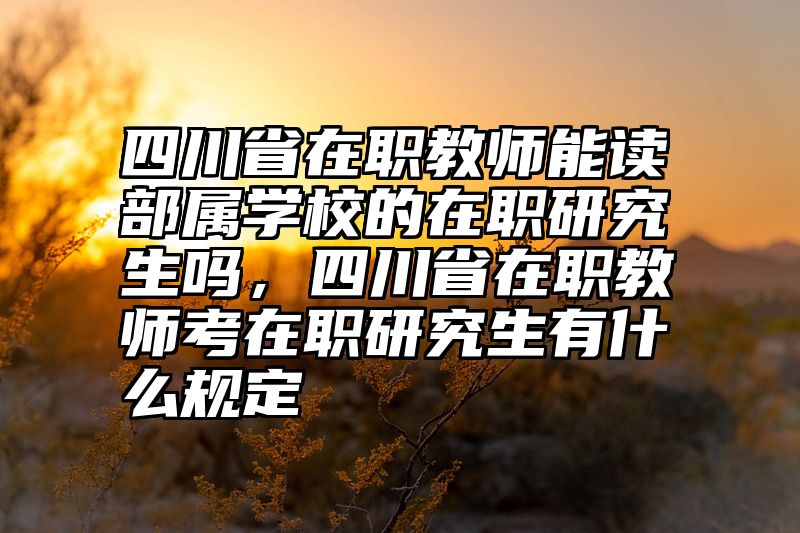 点击查看《四川省在职教师能读部属学校的在职研究生吗，四川省在职教师考在职研究生有什么规定》全文