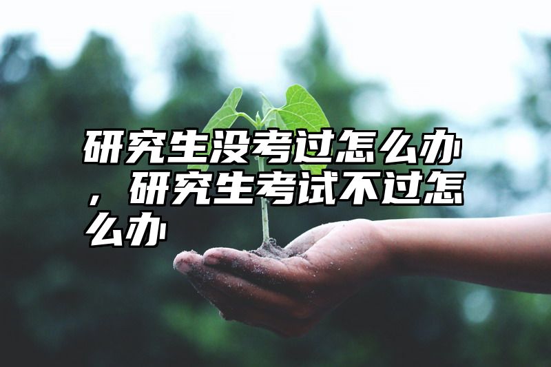 研究生没考过怎么办，研究生考试不过怎么办