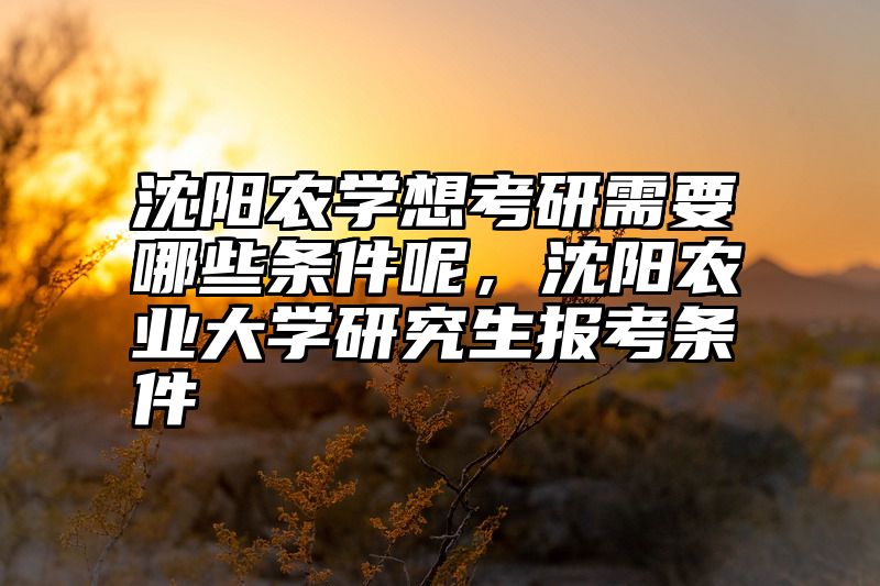 沈阳农学想考研需要哪些条件呢,沈阳农业大学研究生报考条件