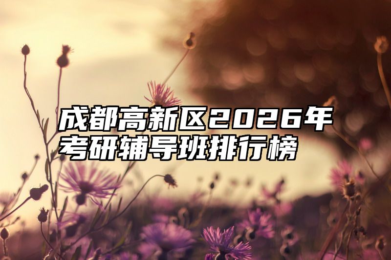 成都高新区2026年考研辅导班排行榜