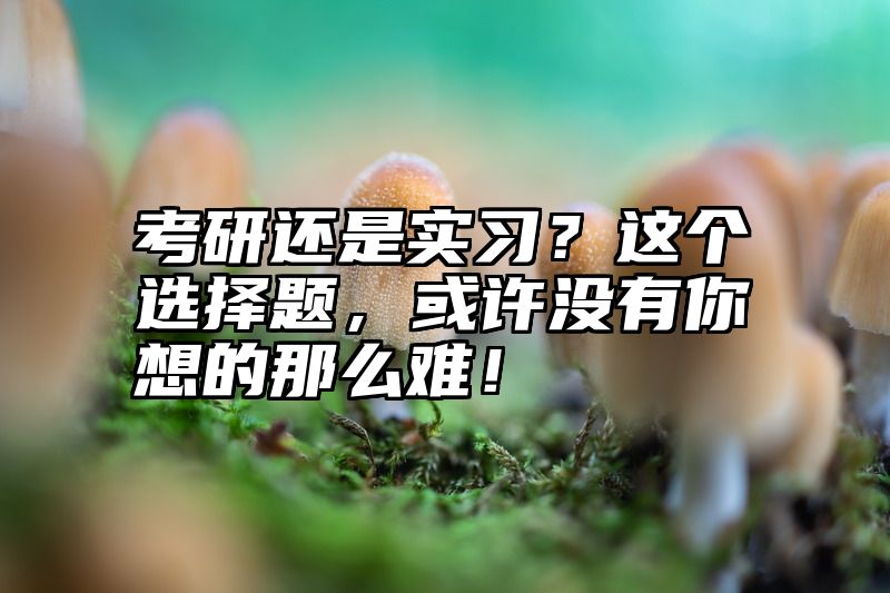 考研还是实习?这个选择题,或许没有你想的那么难!