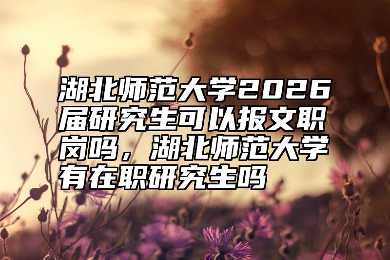 湖北师范大学2026届研究生可以报文职岗吗,湖北师范大学有在职研究生吗
