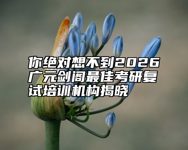 你绝对想不到2026广元剑阁最佳考研复试培训机构揭晓